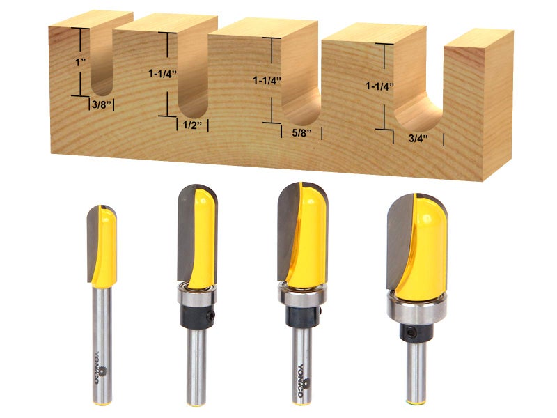 YONICO Router Bits Set Round Nose Core Box 4 Bit 1/4-Inch Shank 14460q - Image 2